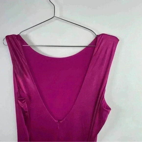 Dress The Population Magenta Karlie Luxe Coated Front Slit Sleeveless Dress - Picture 5 of 12